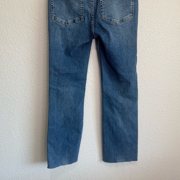 Pilcro Anthropologie Yaya Crop Flare Jean Womens 26 Blue Mid-Rise Stretch Fray - Picture 7 of 10